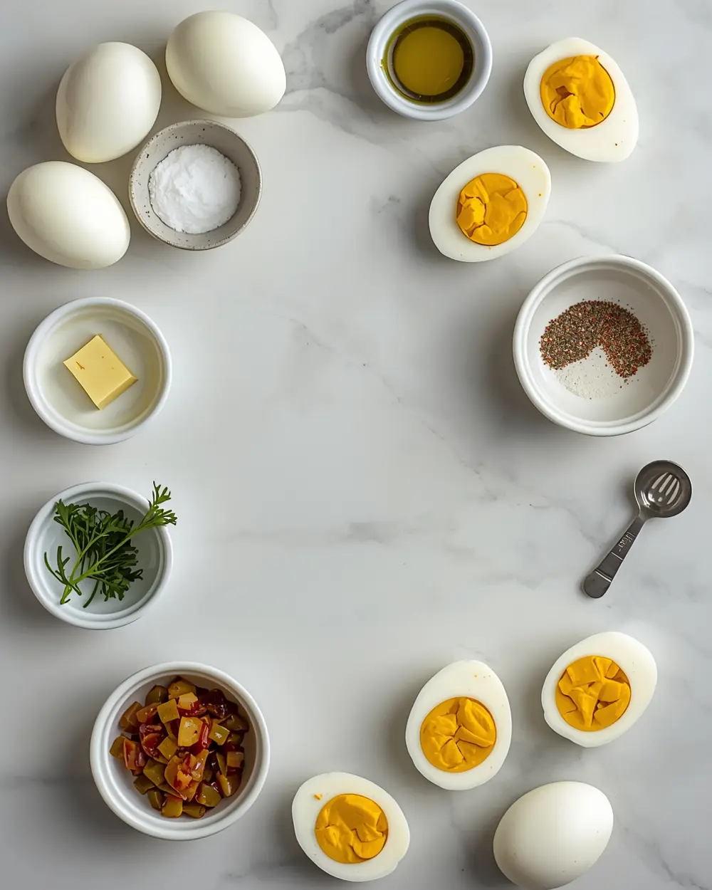 Ingredients for 4th july deviled eggs classic