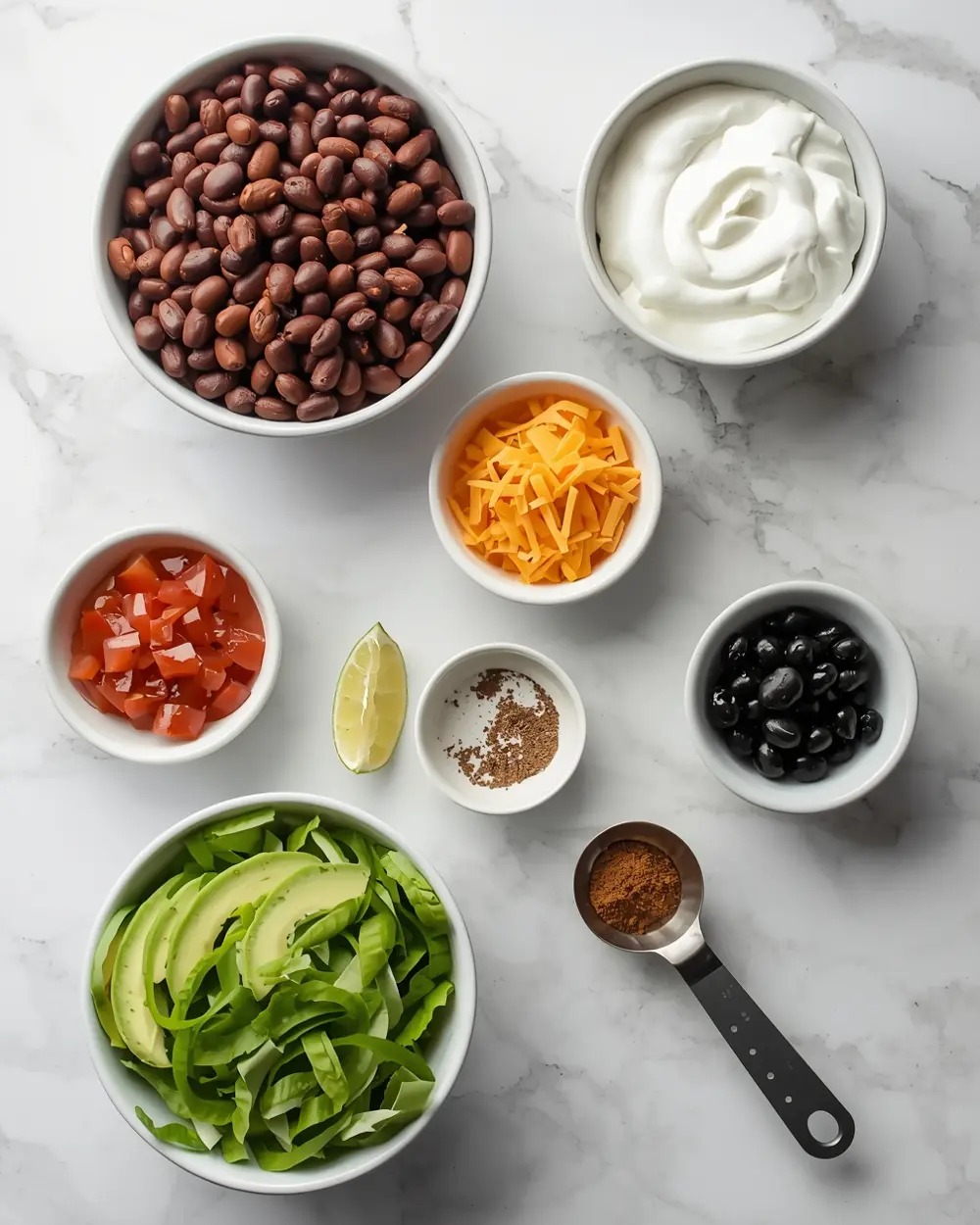Ingredients for 7 layer dip guacamole
