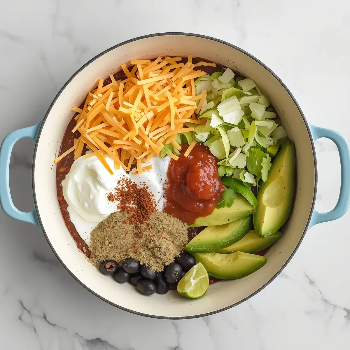 Cooking instructions for 7 layer dip guacamole