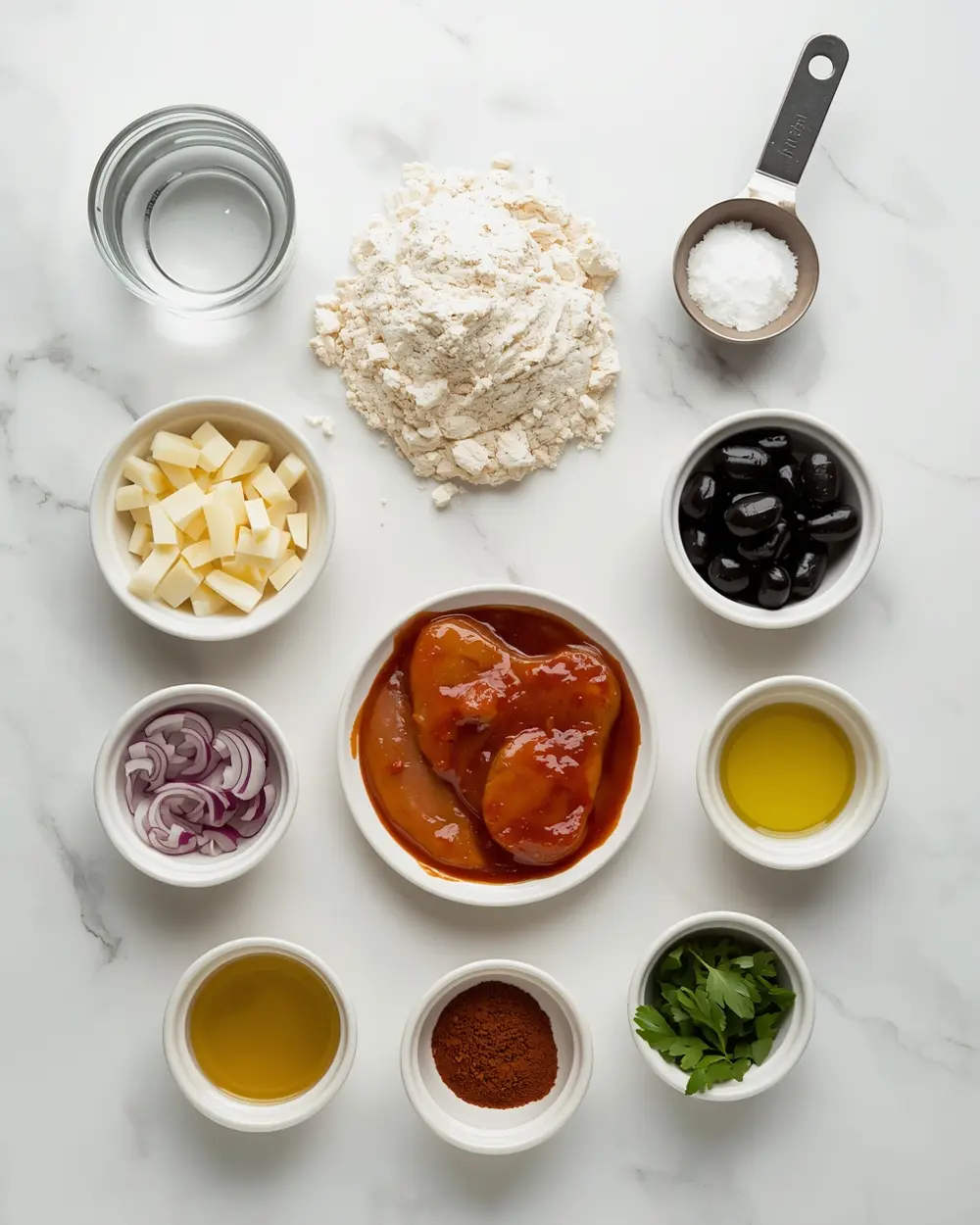 Ingredients for BBQ chicken pizza