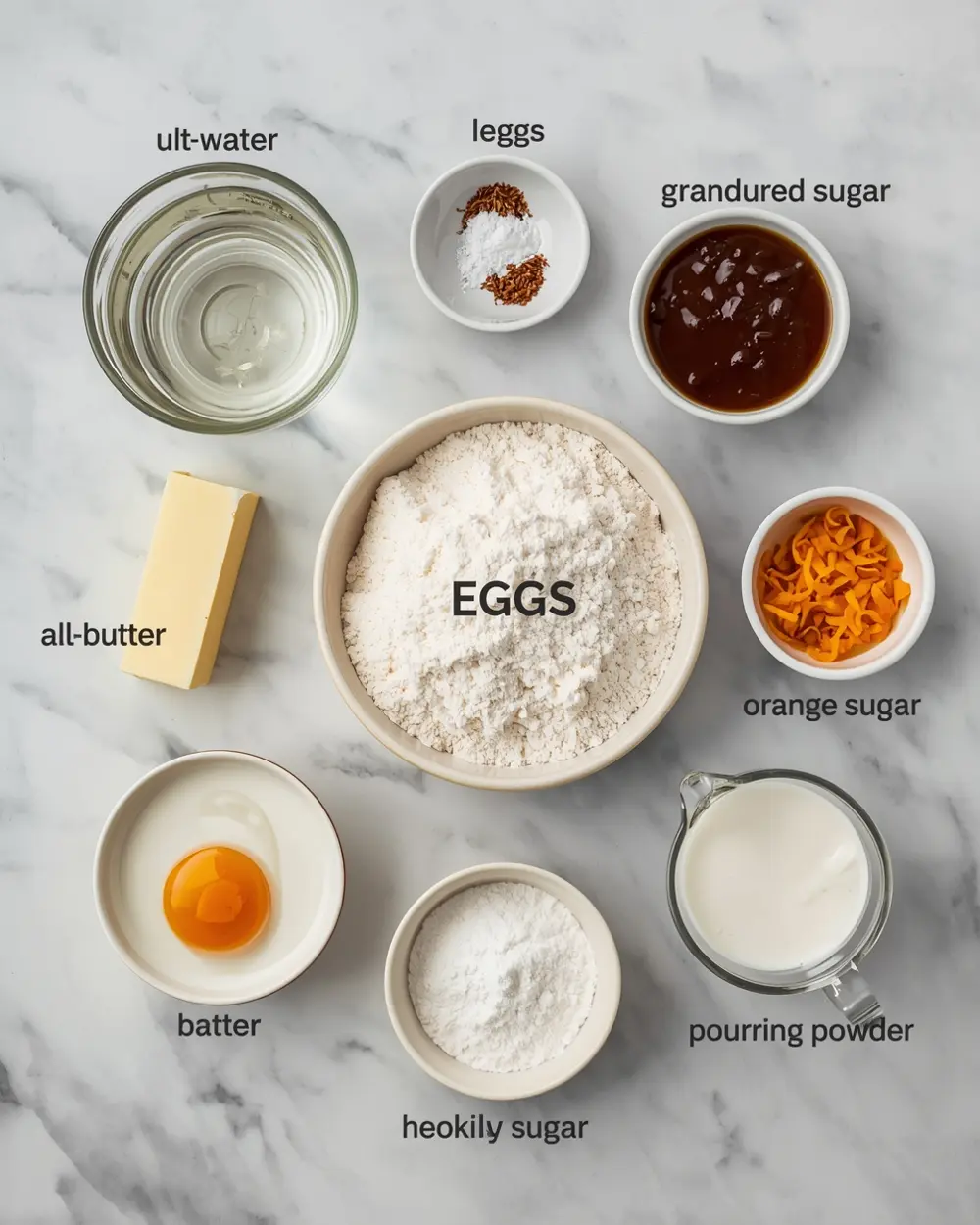 Ingredients for Easter cream puffs