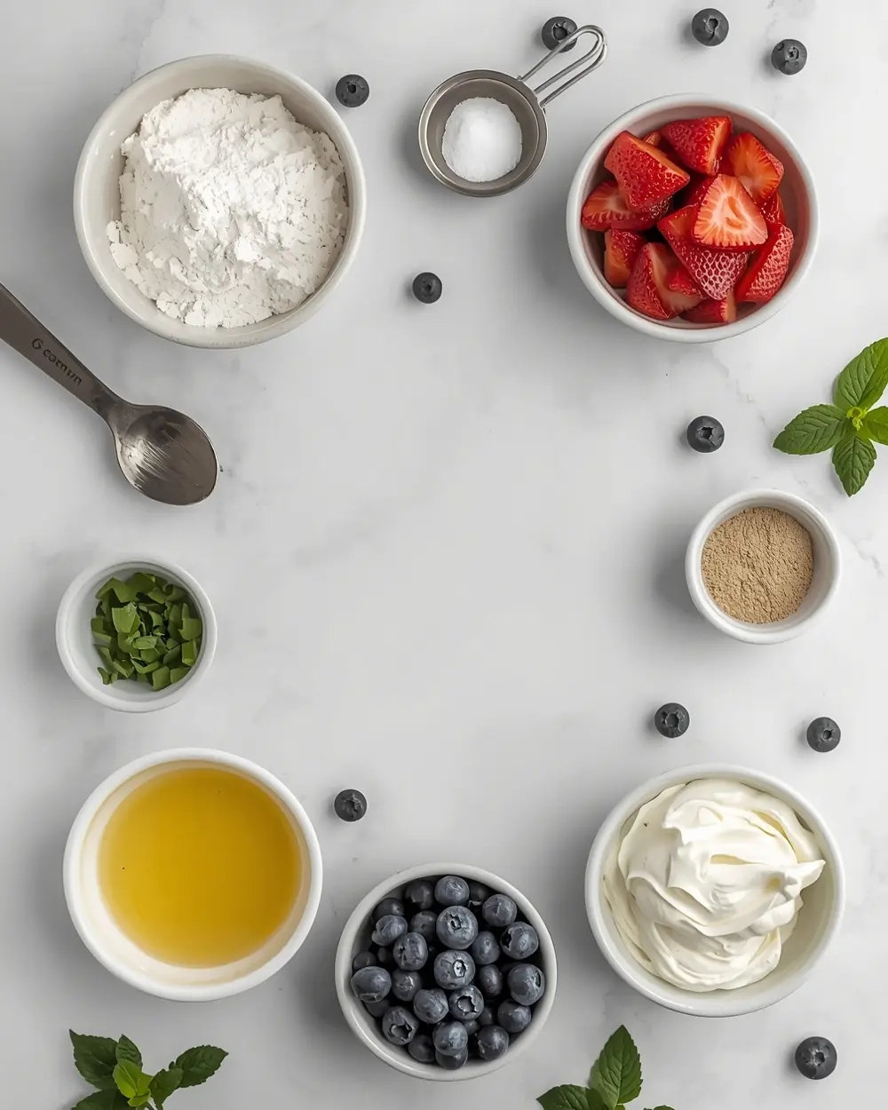 Ingredients for angel food cake berries 4th july