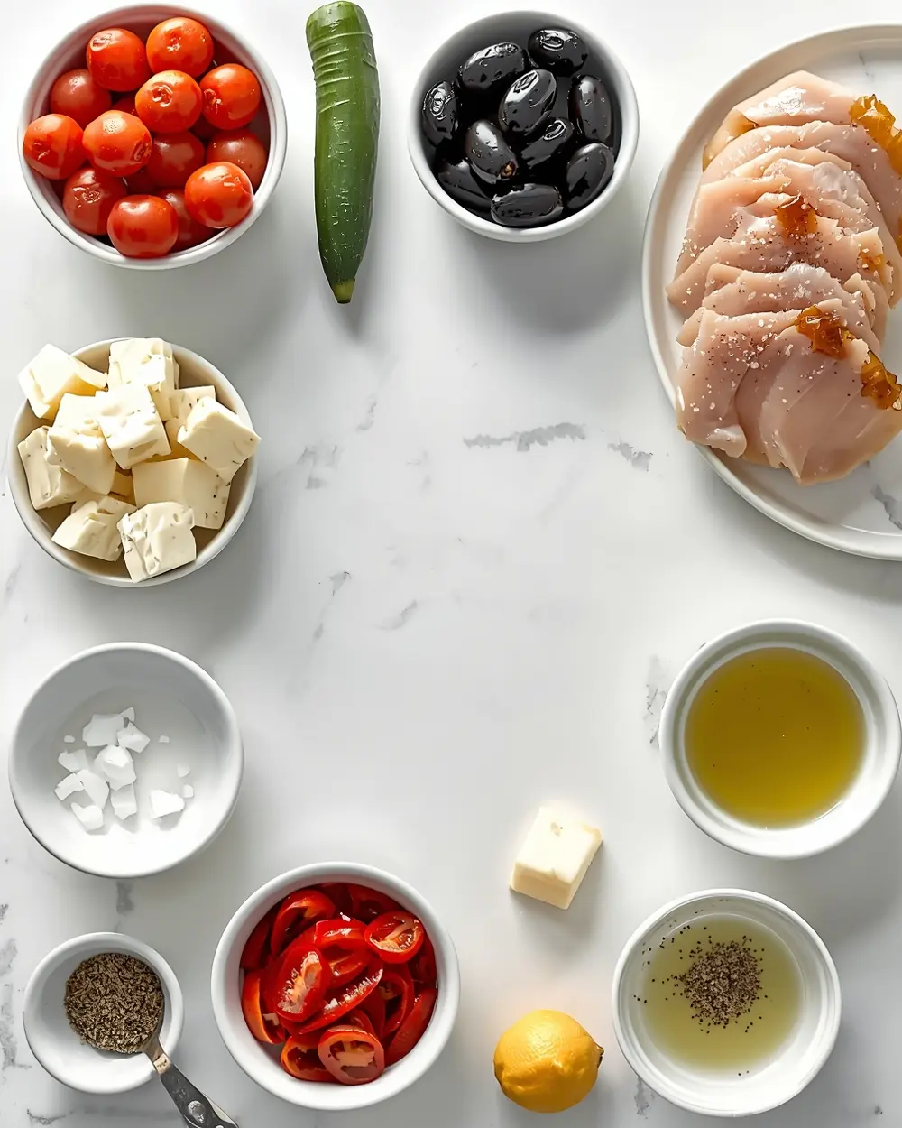 Ingredients for antipasto skewers olives