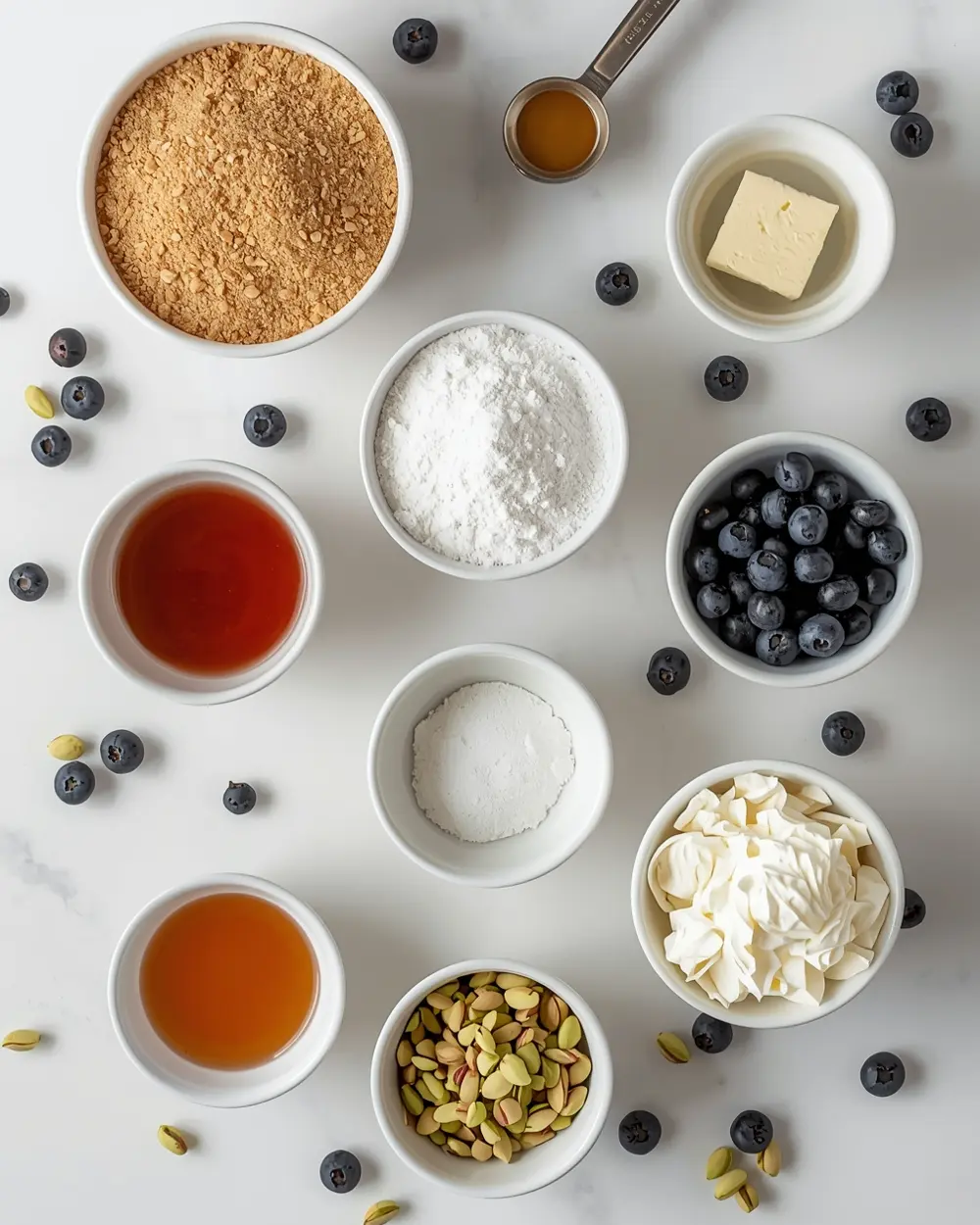 Ingredients for blueberry cheesecake bars no bake