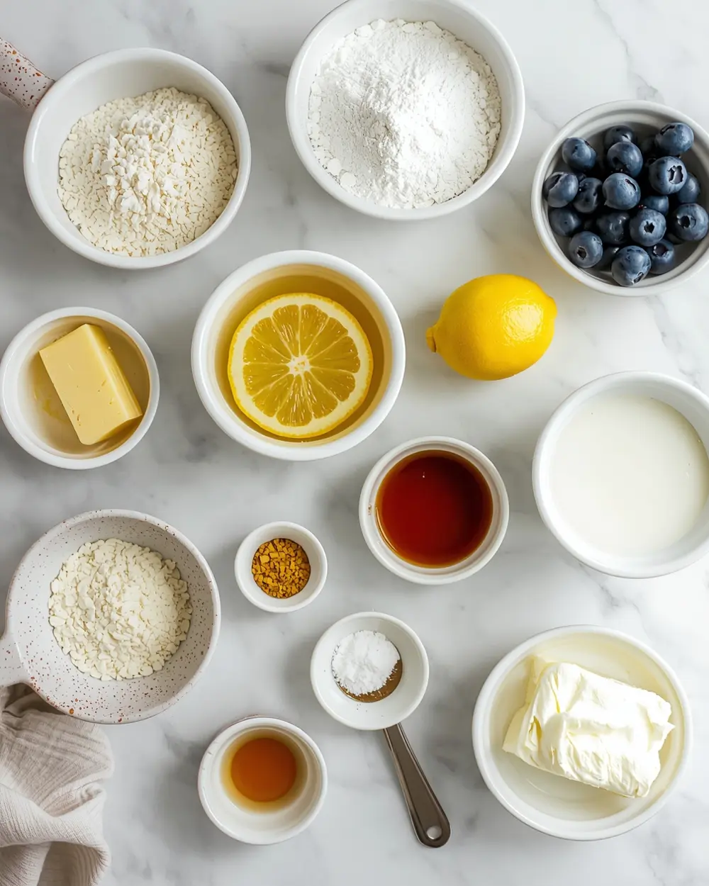 Ingredients for blueberry lemon poke cake