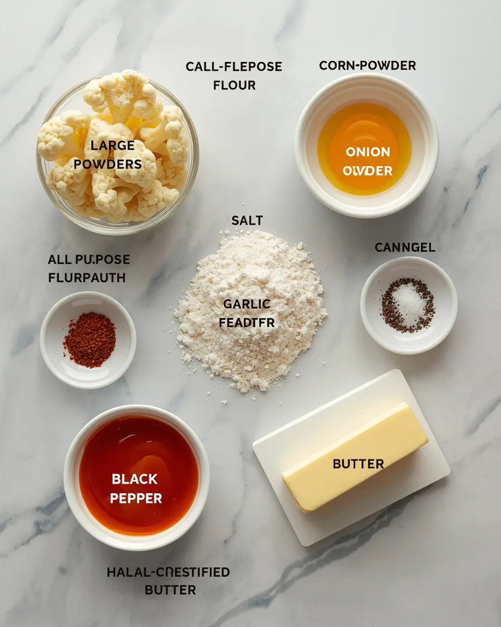 Ingredients for buffalo cauliflower