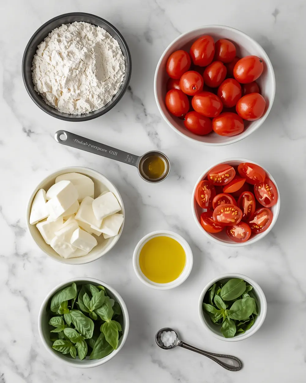 Ingredients for caprese flatbread balsamic