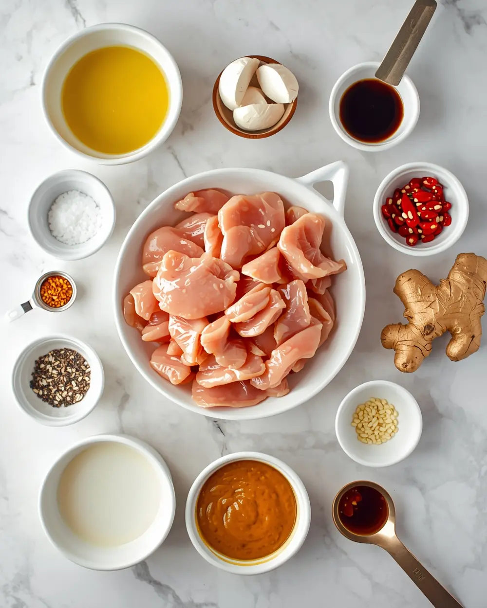 Ingredients for chicken satay peanut sauce