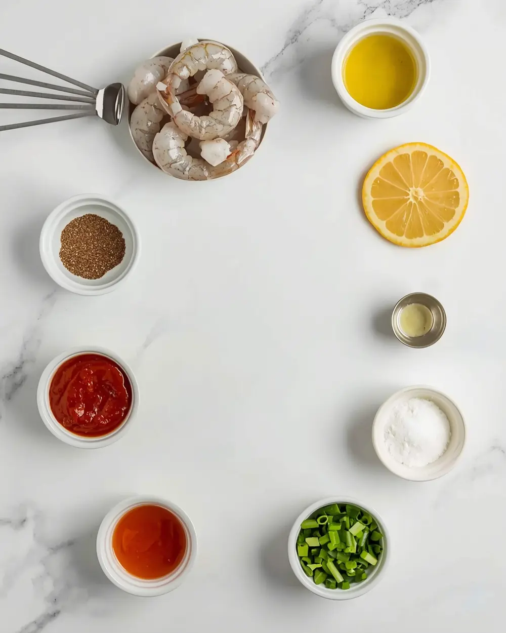 Ingredients for classic shrimp cocktail
