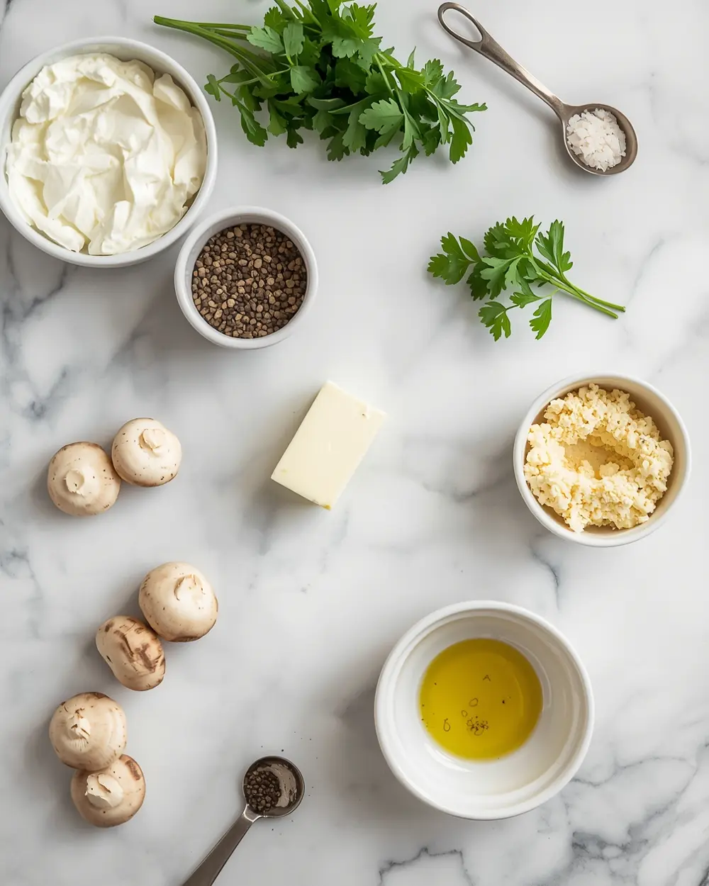 Ingredients for cream cheese stuffed mushrooms