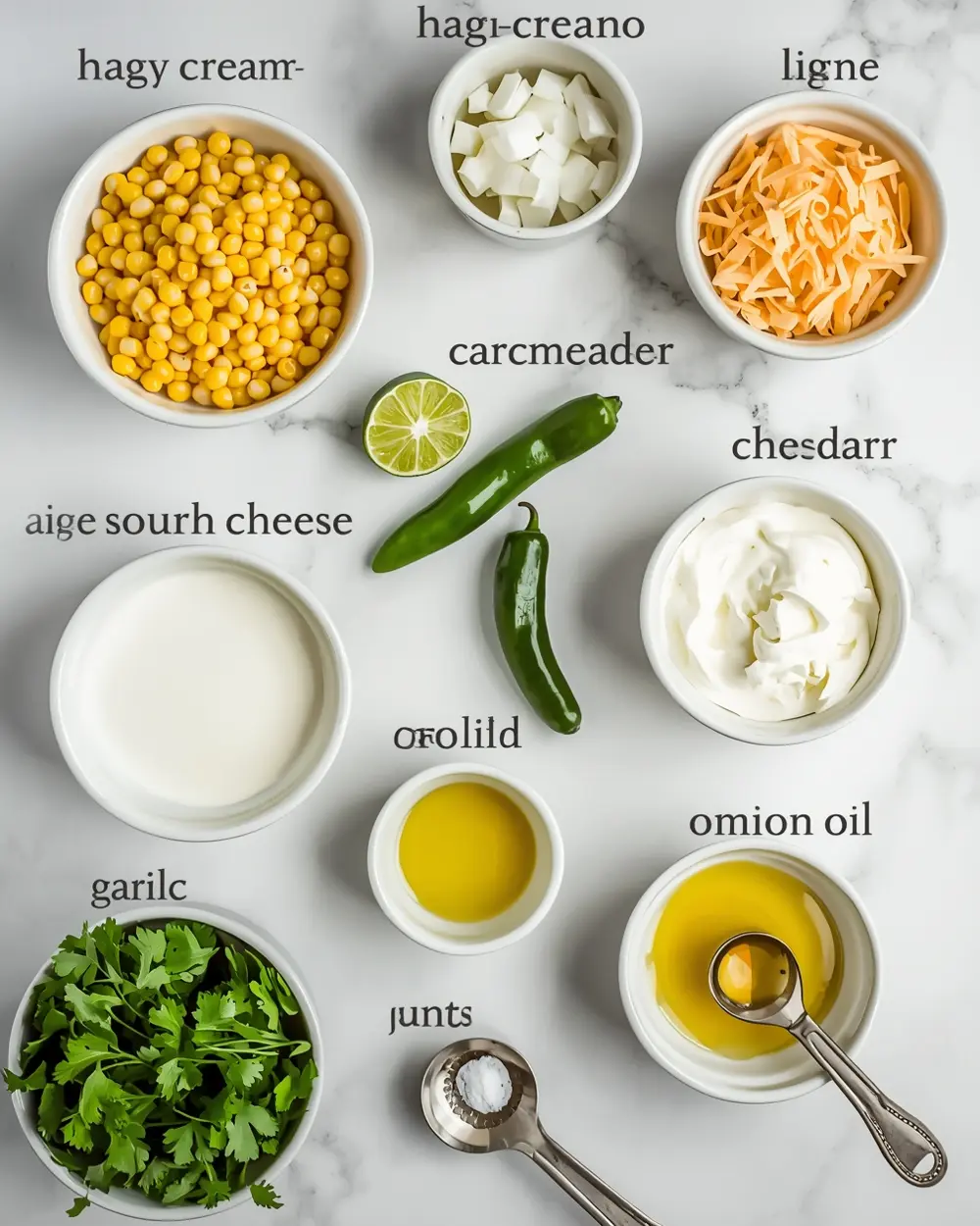 Ingredients for creamy corn dip jalapeño