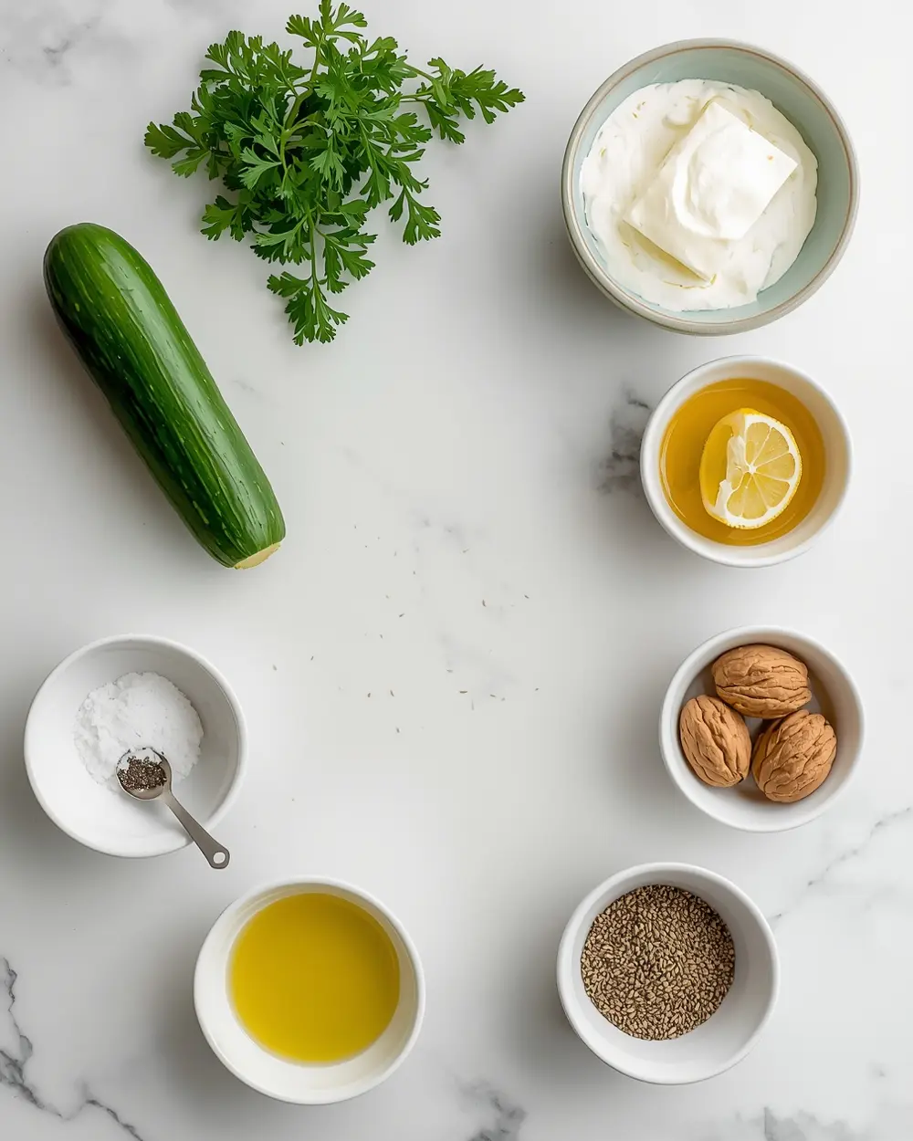 Ingredients for cucumber dill cream cheese bites
