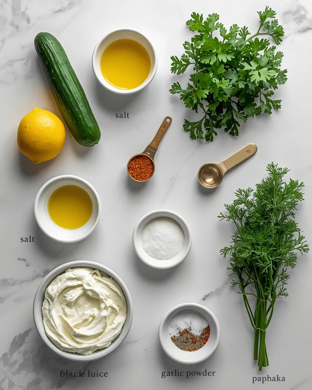 Ingredients for cucumber dill cream cheese bites