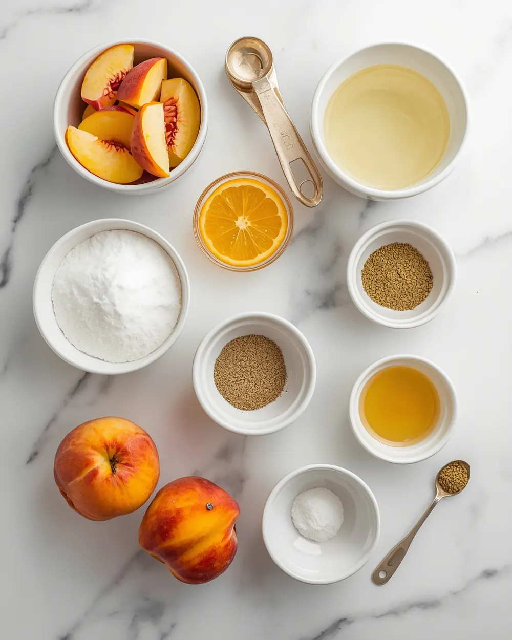 Ingredients for easy fresh peach sorbet