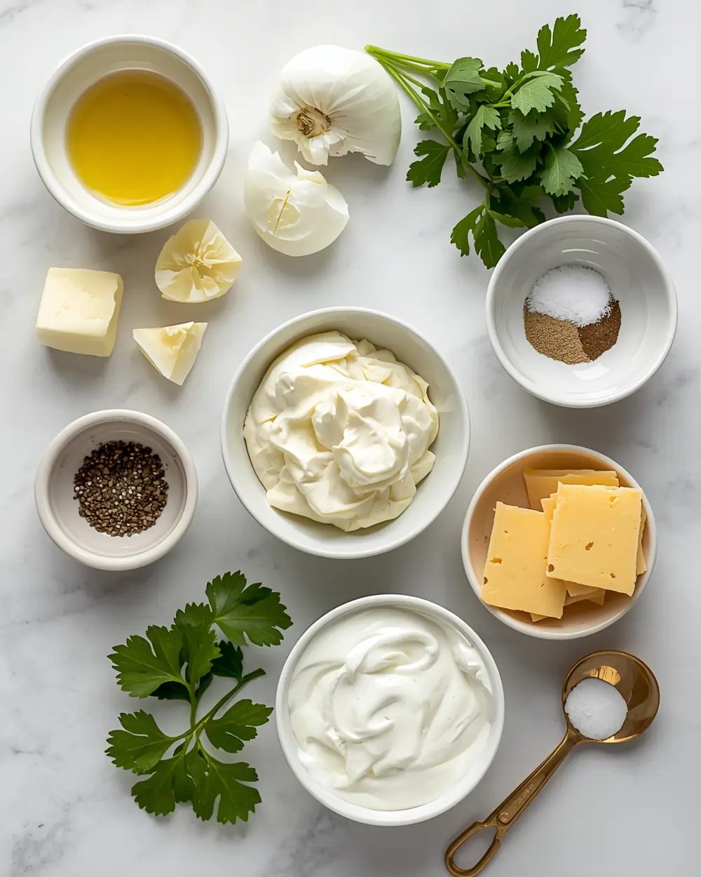 Ingredients for french onion dip scratch