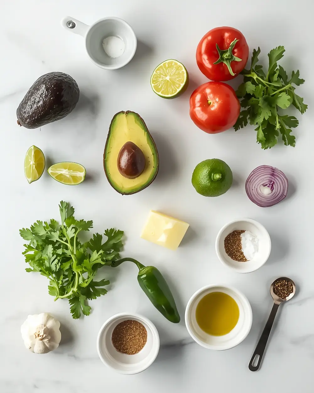 Ingredients for fresh guacamole summer