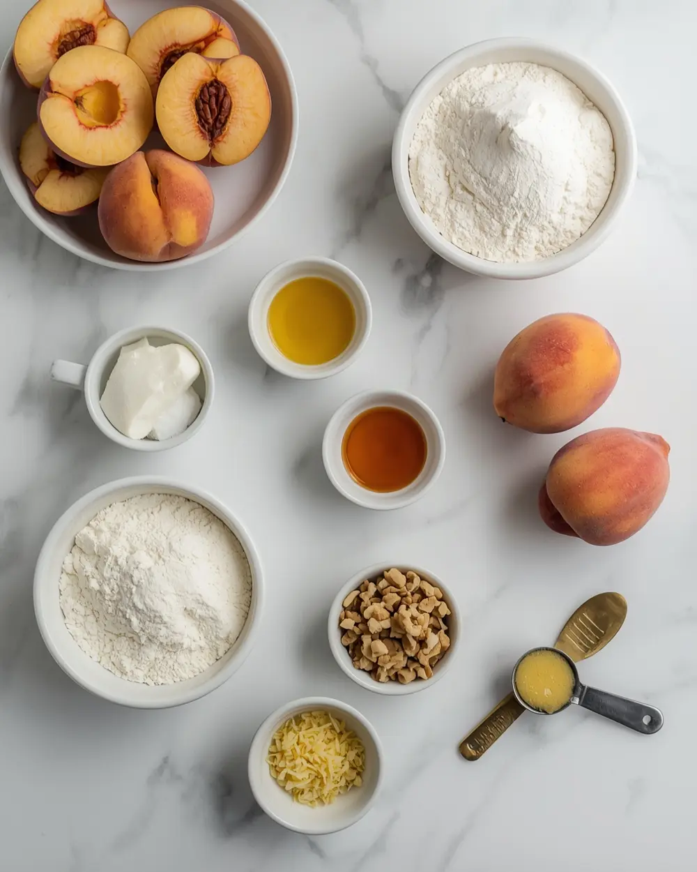 Ingredients for fresh peach pound cake
