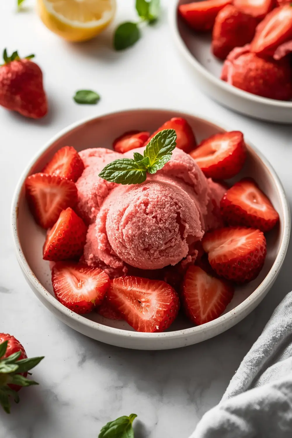 fresh strawberry sorbet