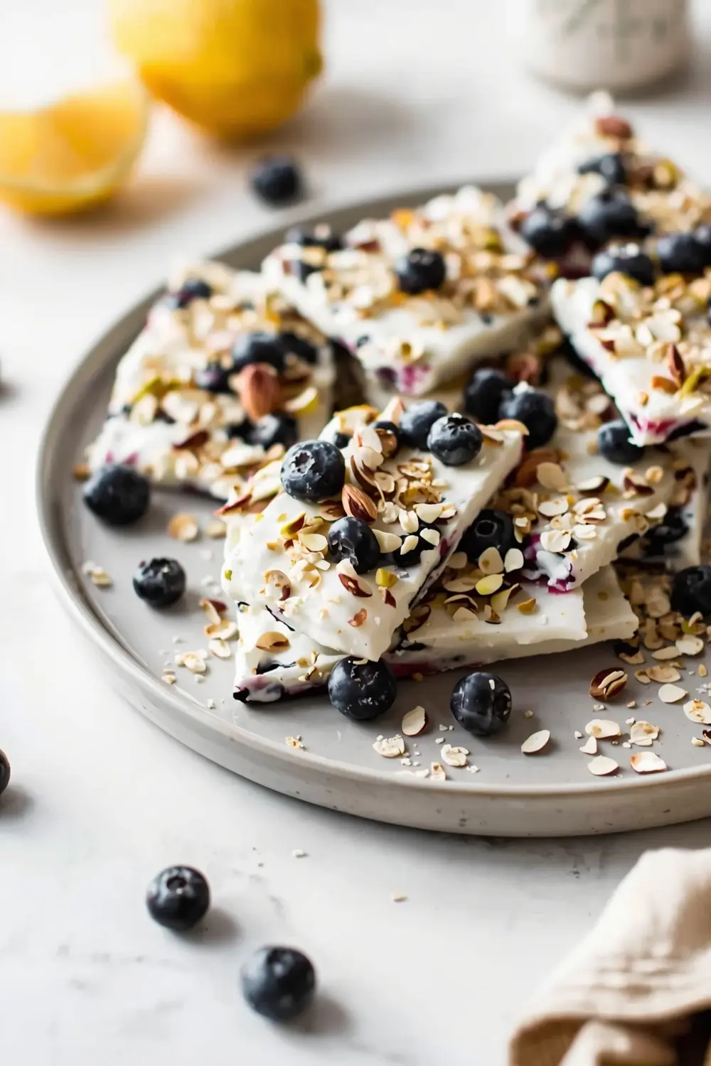 frozen blueberry yogurt bark