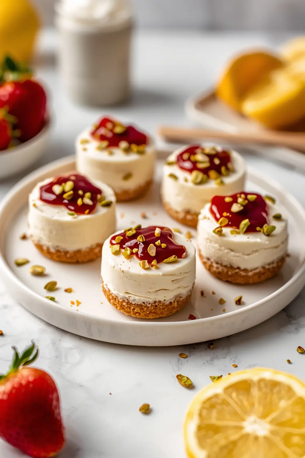 frozen strawberry cheesecake bites