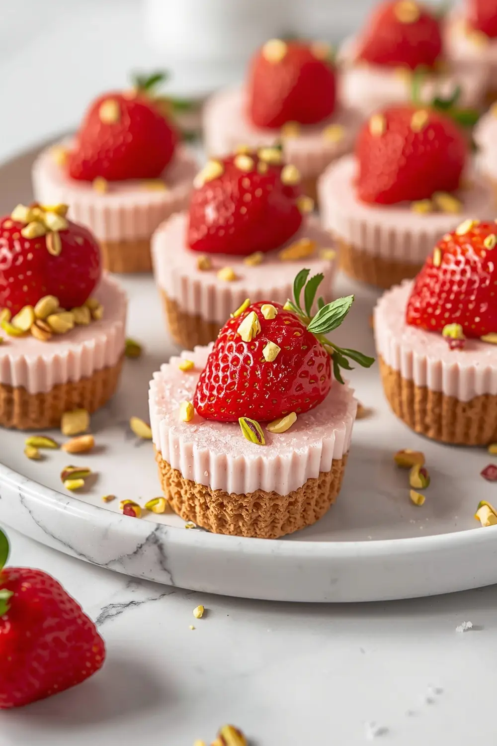 frozen strawberry cheesecake bites