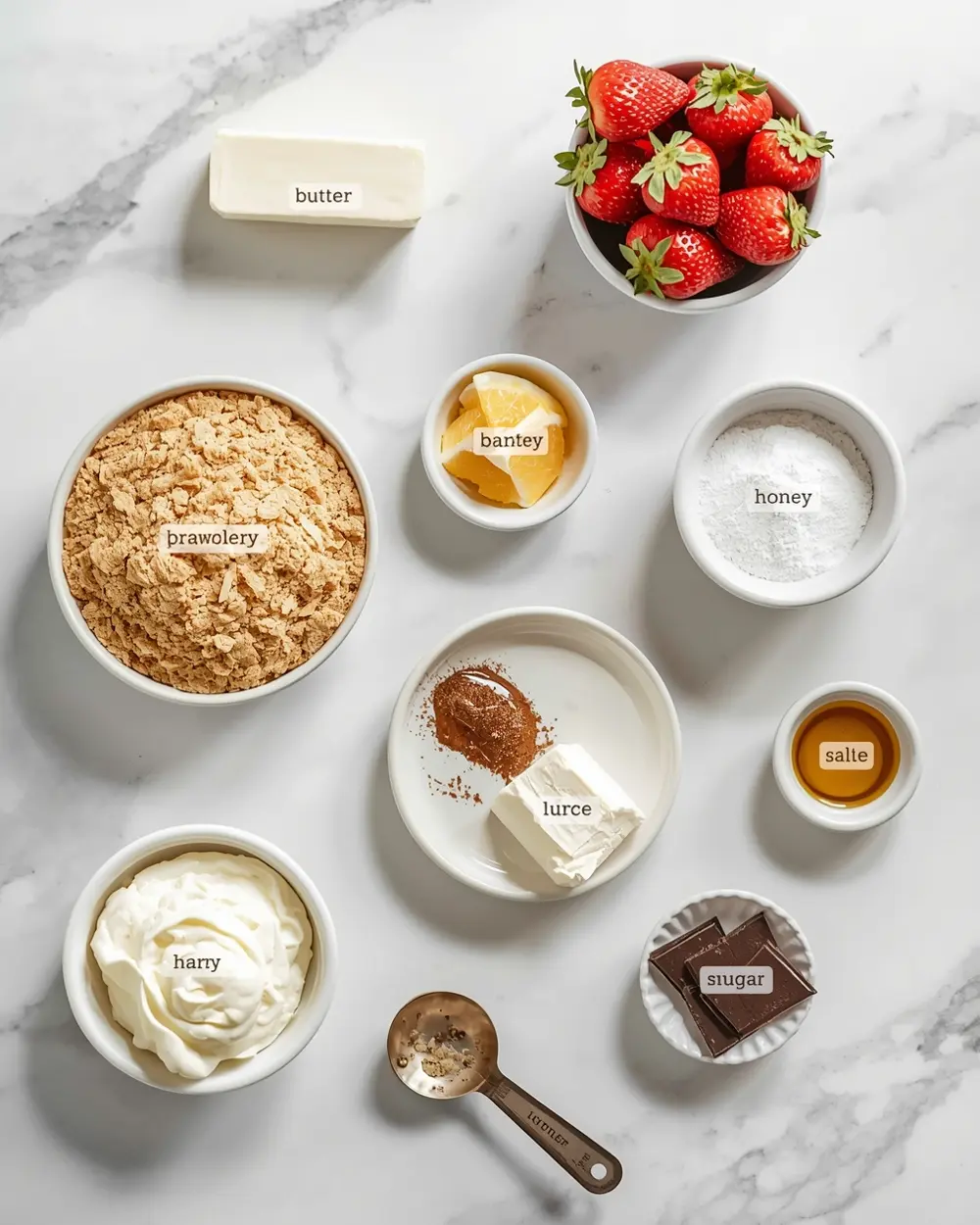 Ingredients for frozen strawberry cheesecake bites