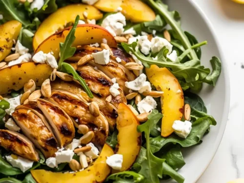 grilled peach arugula salad