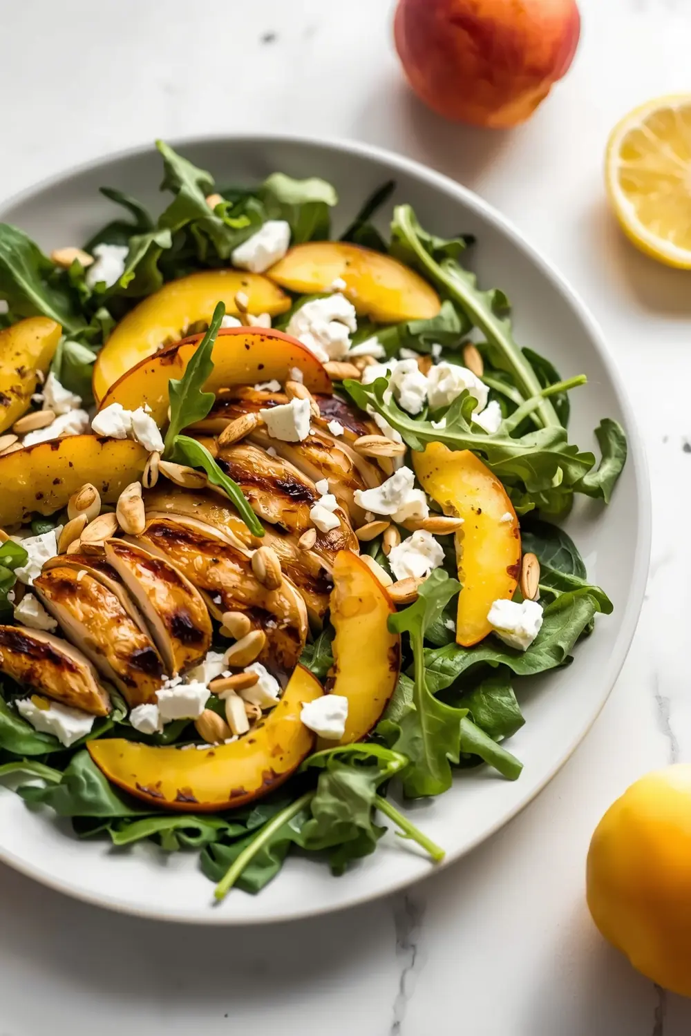 grilled peach arugula salad