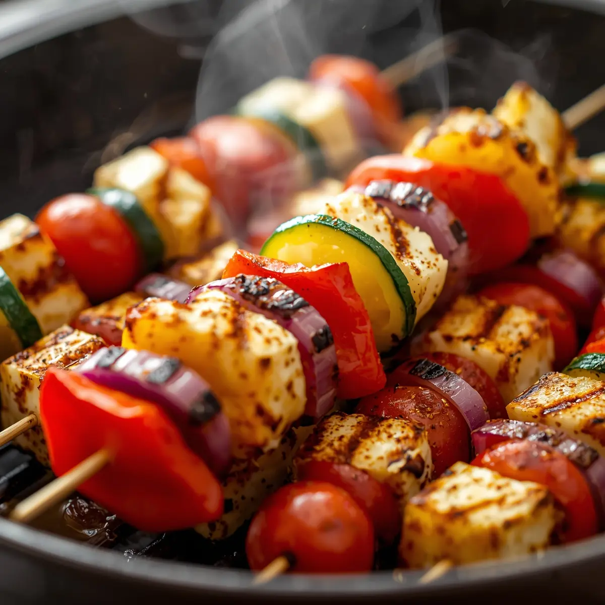 Cooking instructions for grilled vegetable skewers
