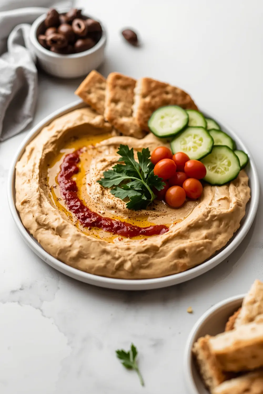 homemade hummus entertaining platter