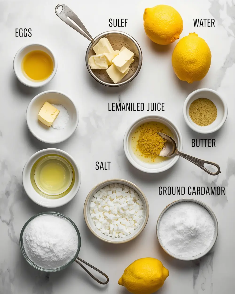 Ingredients for homemade lemon curd summer