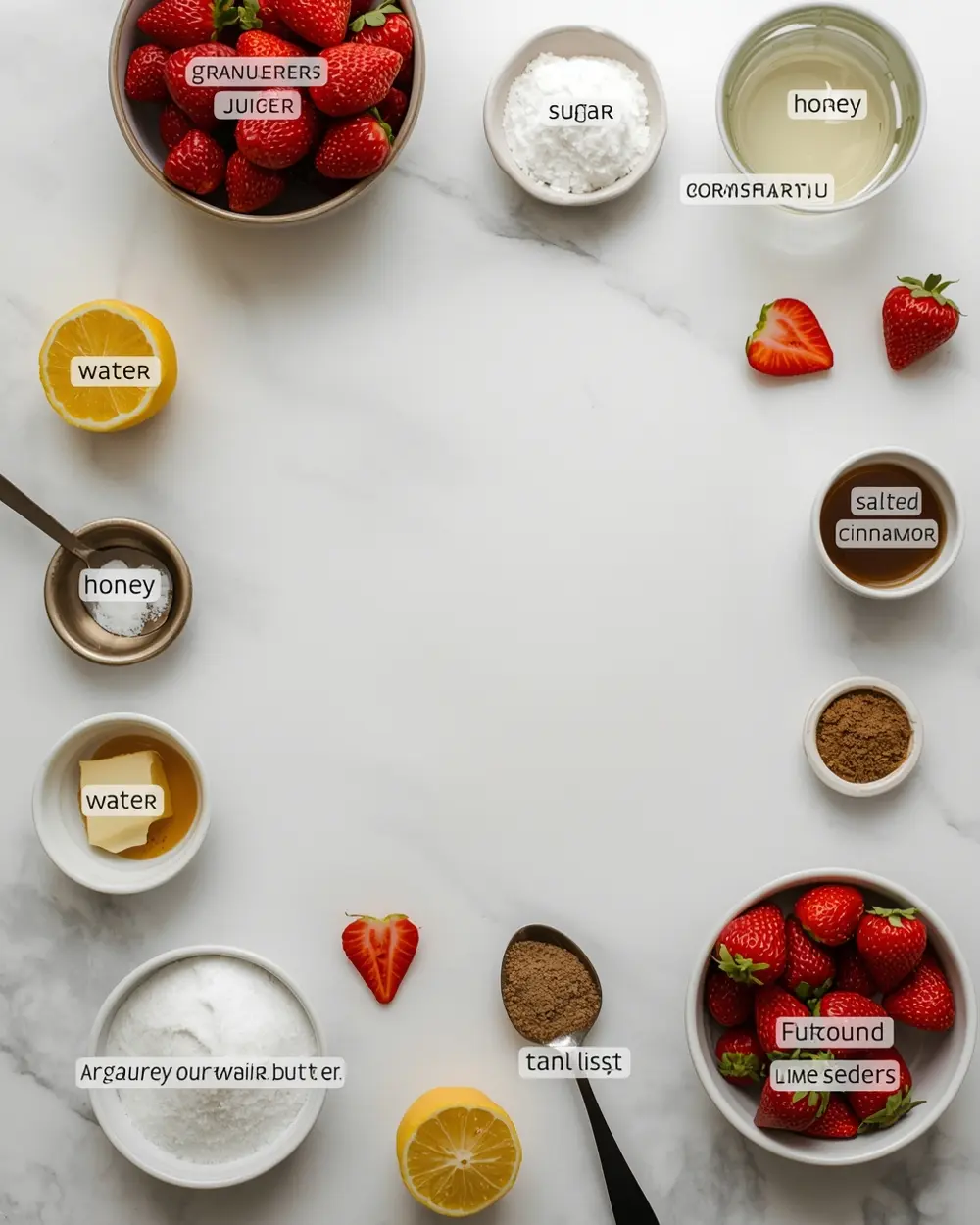 Ingredients for homemade strawberry sauce