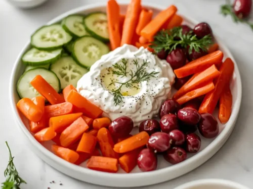 homemade tzatziki veggie platter