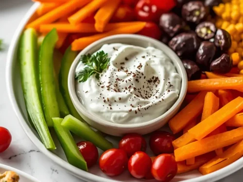 homemade tzatziki veggie platter