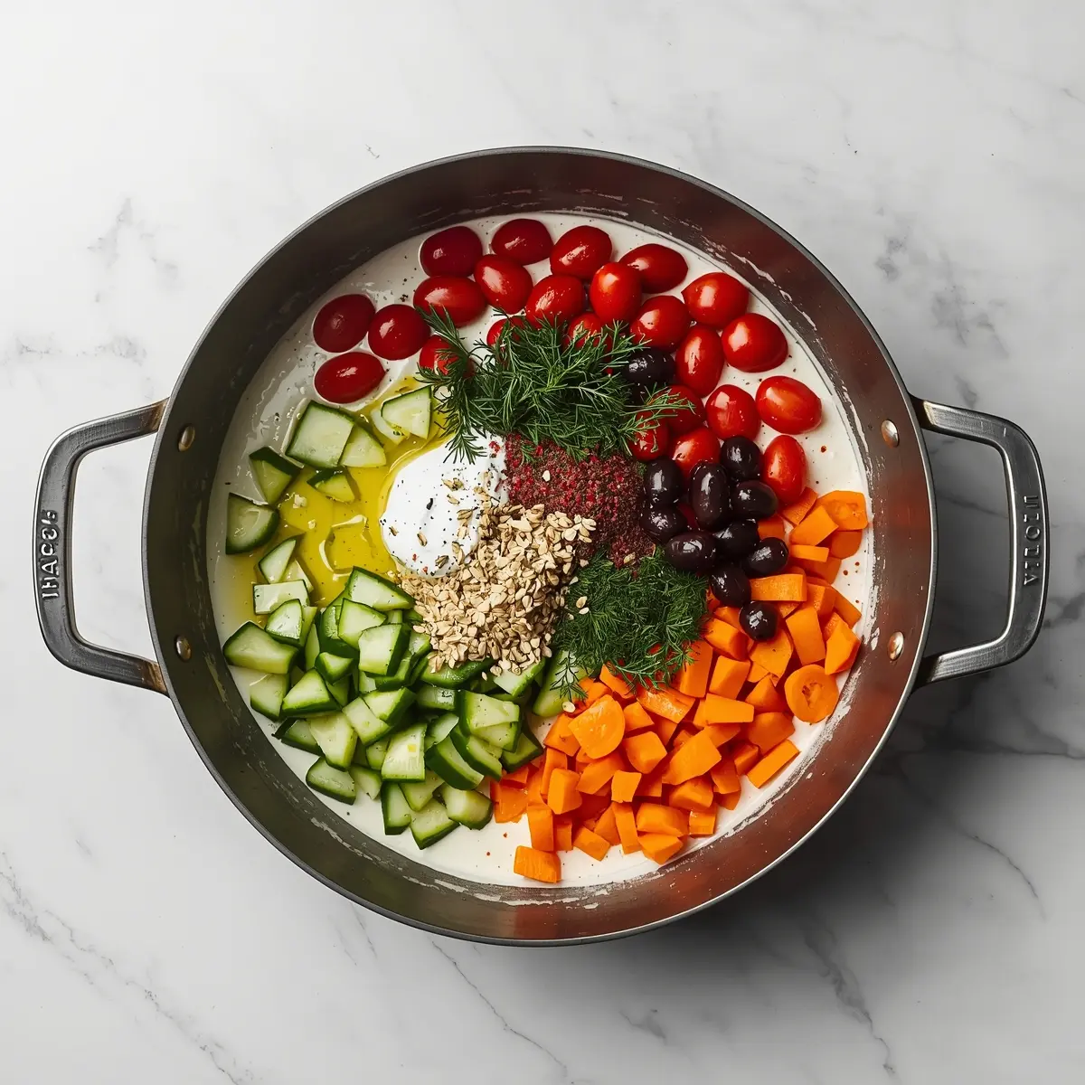 Cooking instructions for homemade tzatziki veggie platter