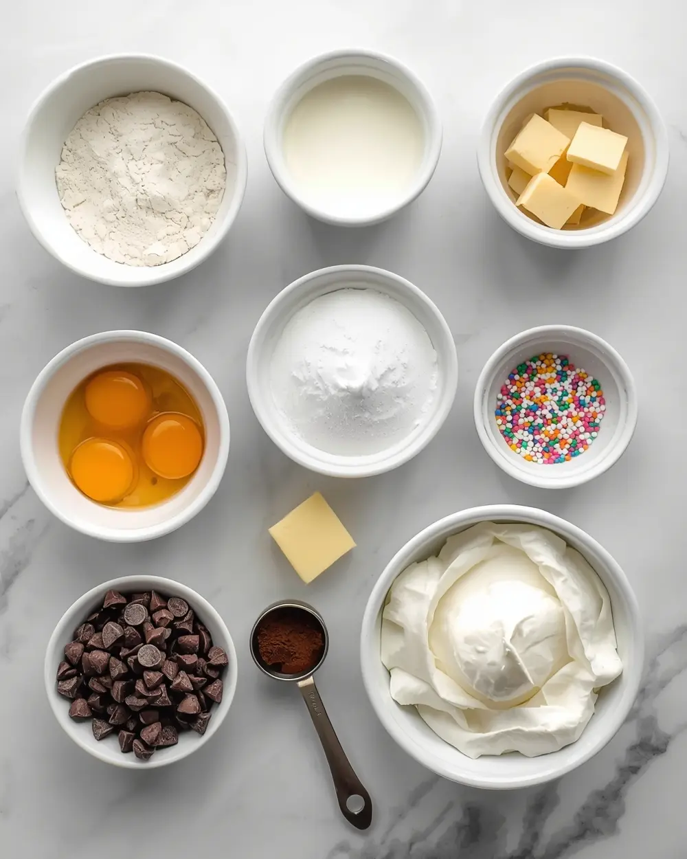 Ingredients for ice cream cone cupcakes summer