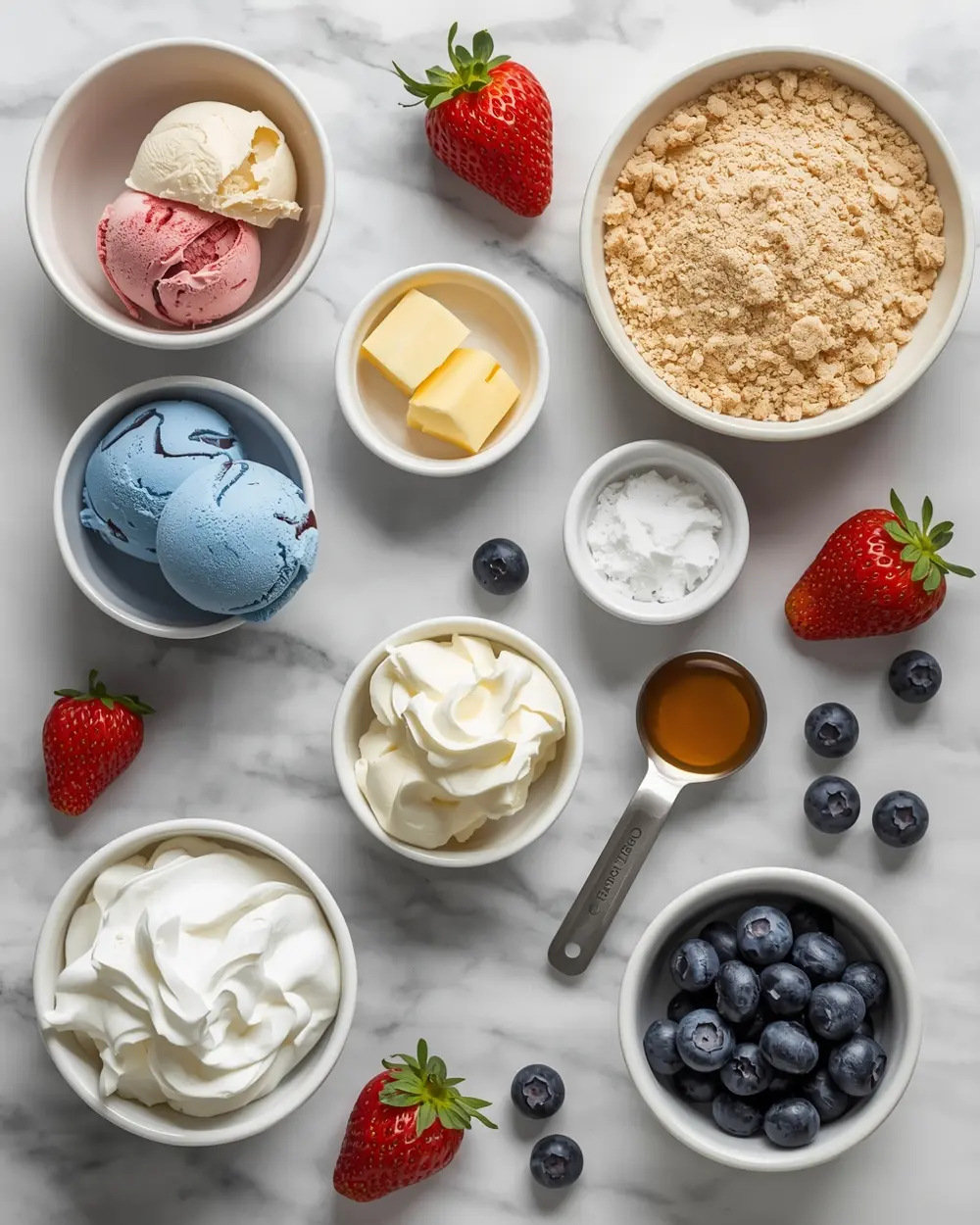 Ingredients for ice cream sandwiches 4th july