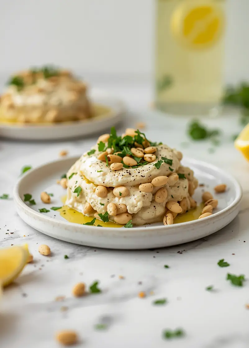lemon herb white bean dip ready to serve