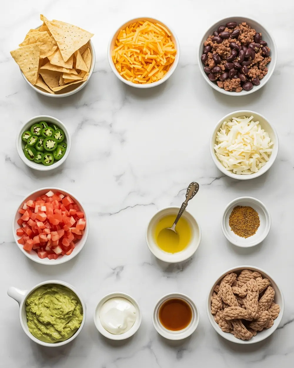 Ingredients for loaded nachos entertaining