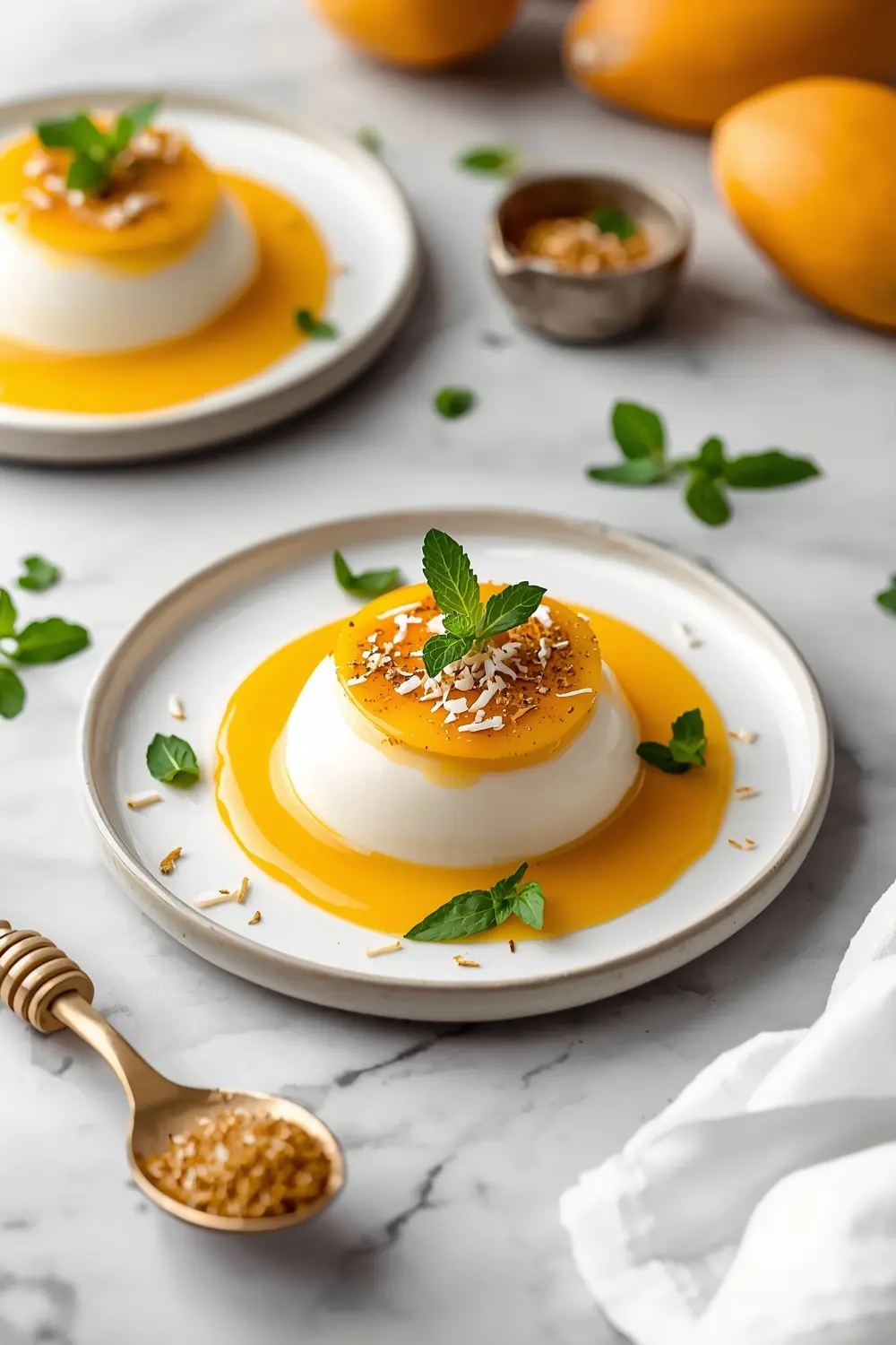 mango coconut panna cotta
