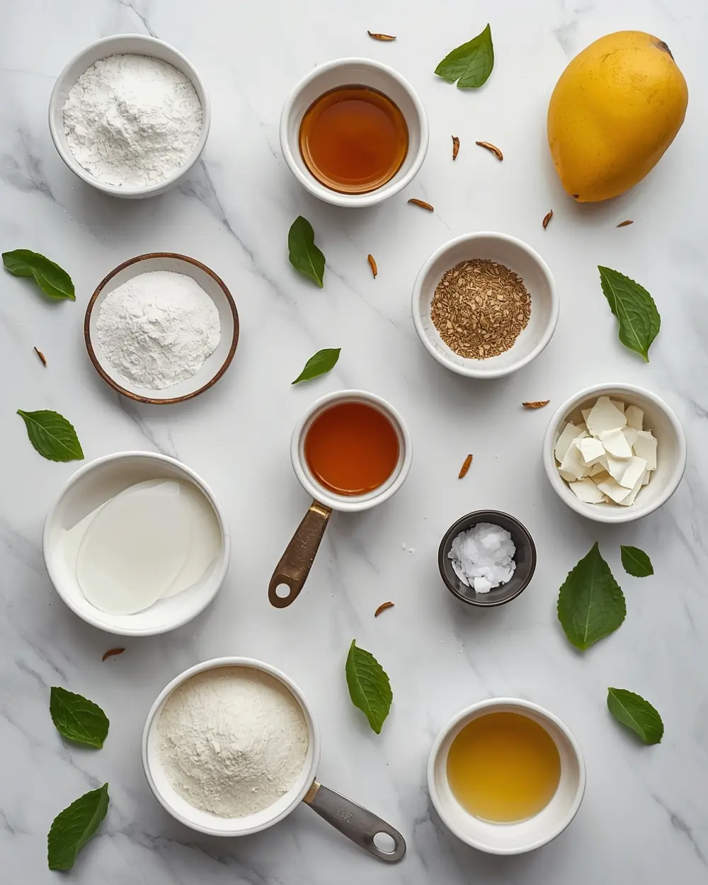 Ingredients for mango coconut panna cotta