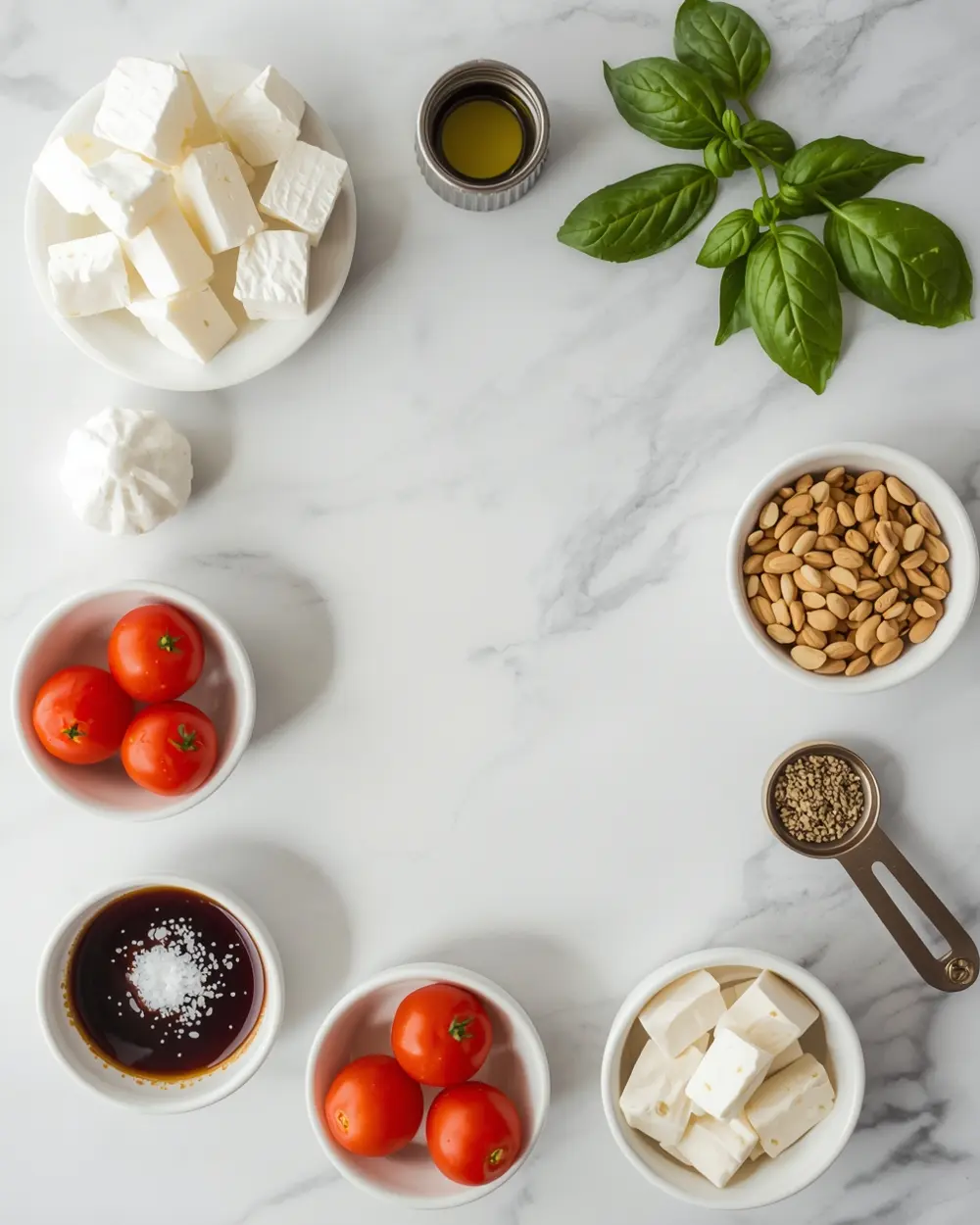 Ingredients for mini caprese cups elegant