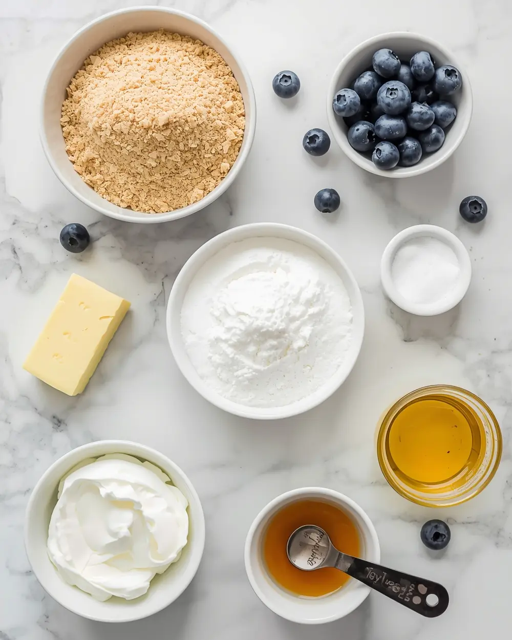Ingredients for no bake blueberry lemon tart