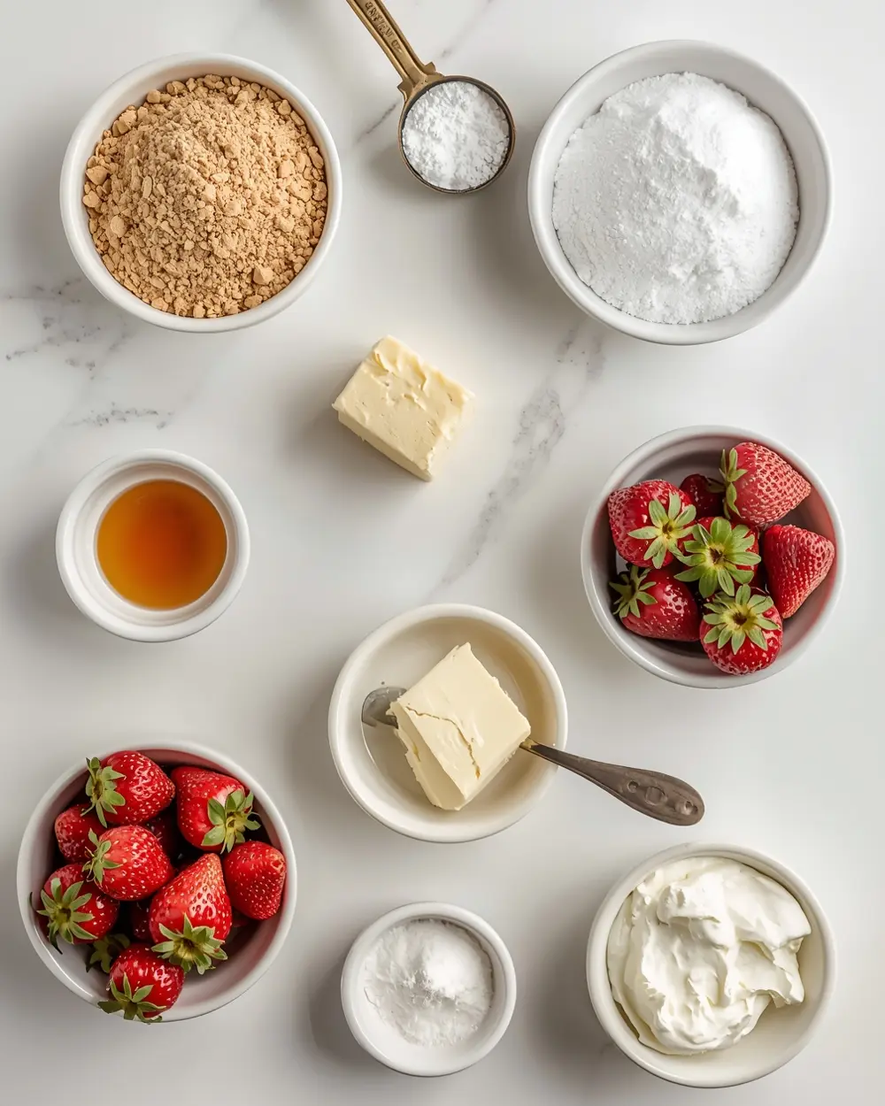 Ingredients for no bake strawberry cheesecake