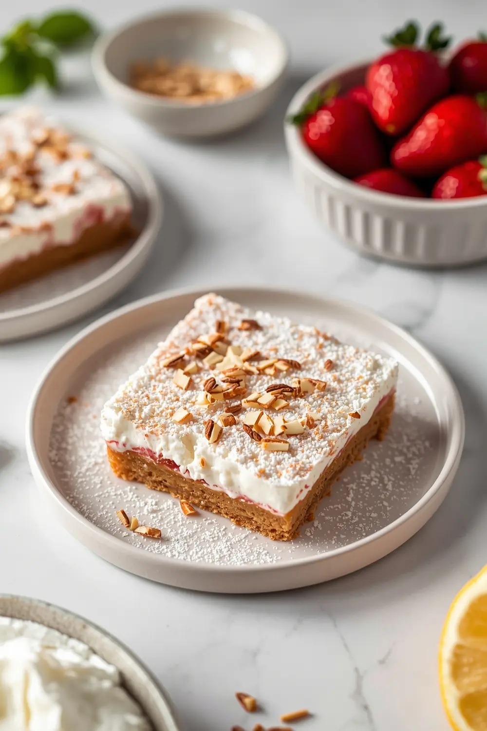 no bake strawberry cream bars