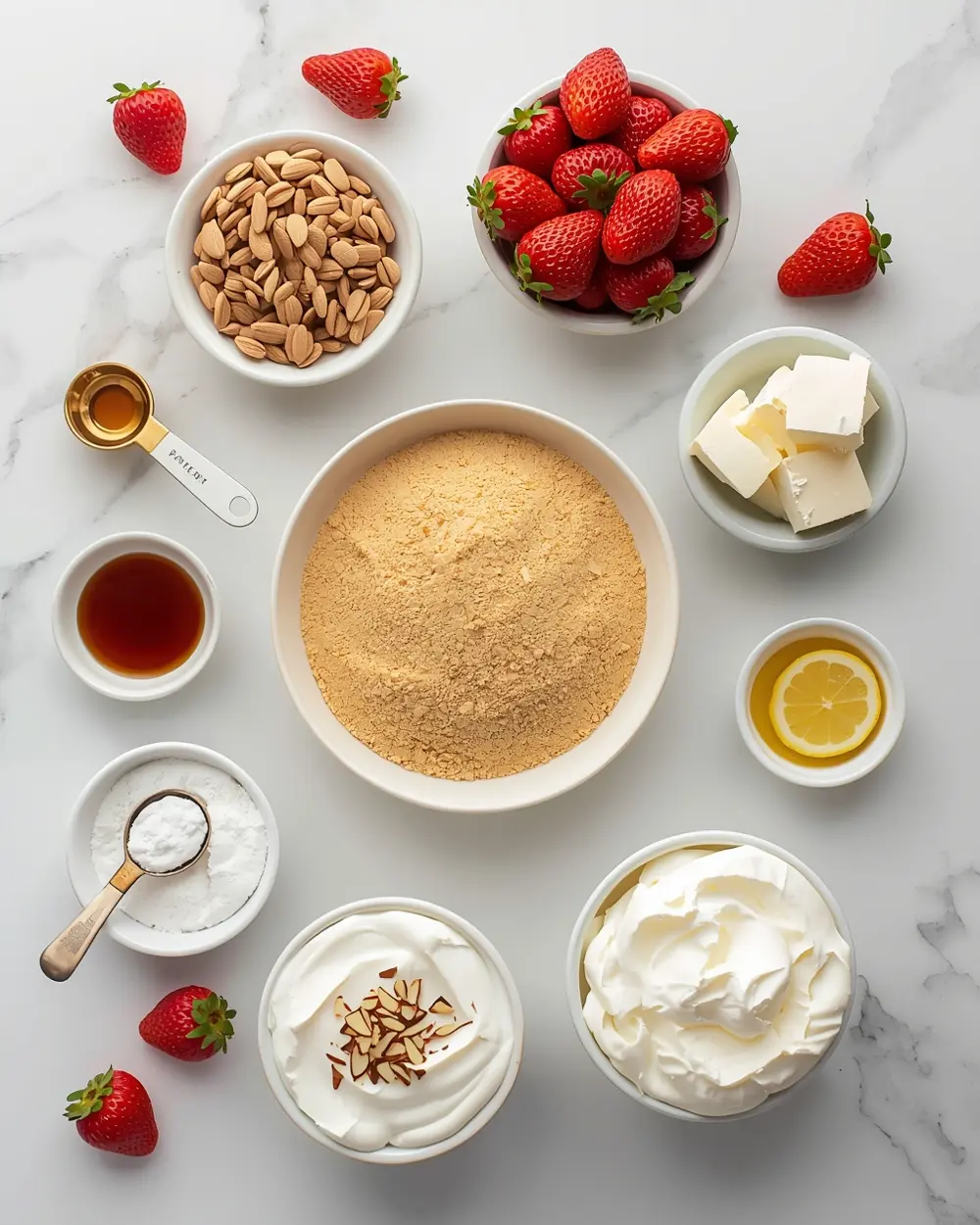 Ingredients for no bake strawberry cream bars