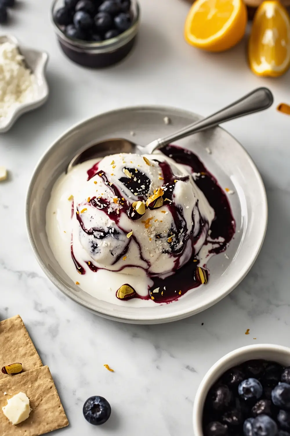 no churn blueberry swirl ice cream
