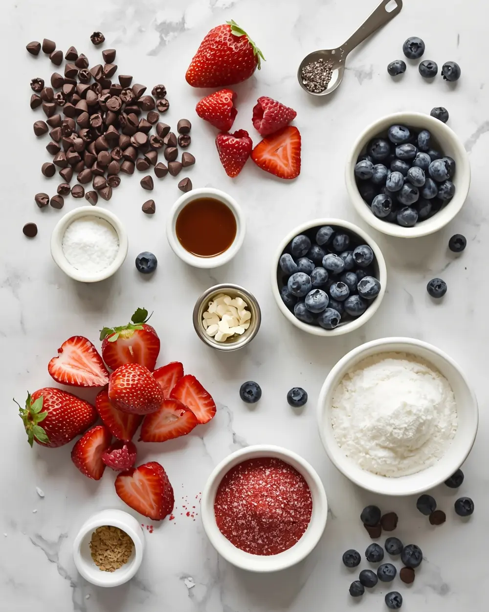 Ingredients for patriotic chocolate bark summer