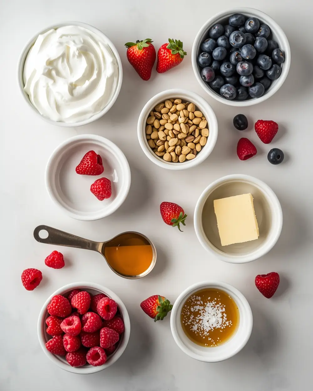 Ingredients for patriotic frozen yogurt bark
