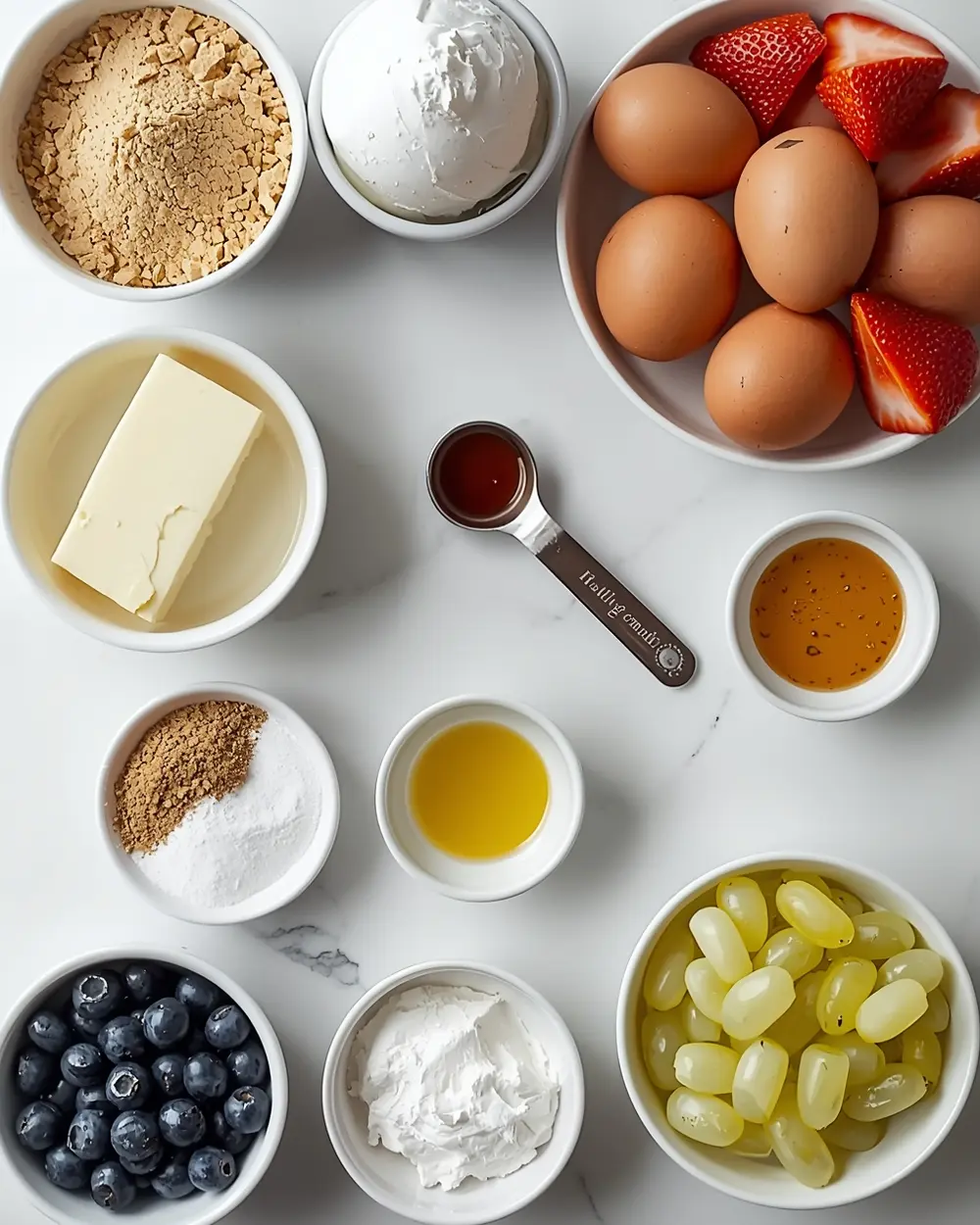 Ingredients for patriotic fruit tart elegant